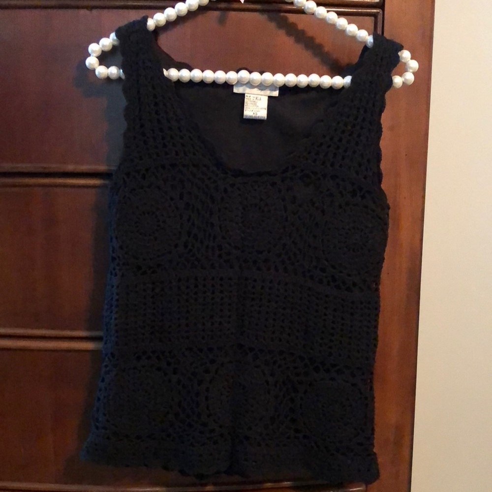 Ladies Spiegel Embroidered Black Tank Top